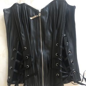Black leather corset